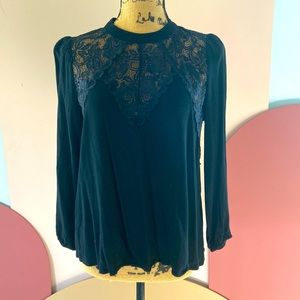Andrew by Unit Black Lace Detail Top